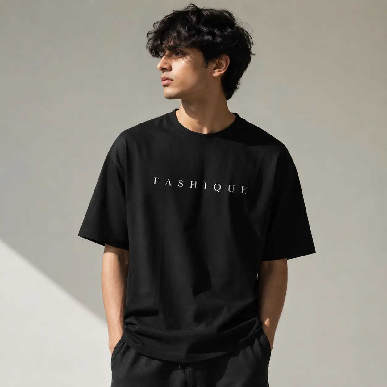 Men's Premium Black Cotton Oversized T- shirt